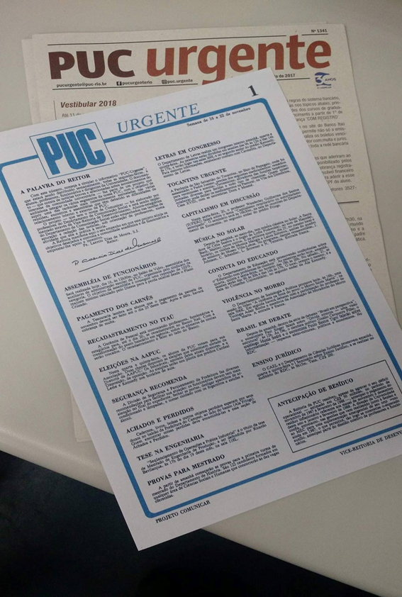  A capa da primeira edição do PUC urgente foi uma das ações que deu início a campanha, sendo publicada junto com a edição 1341 do informativo. 